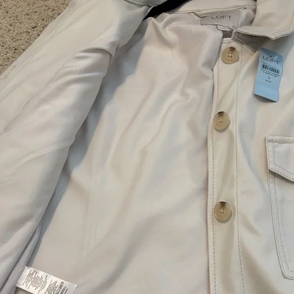 LOFT Women's bone colored pleather Jacket nwt small petite - Picture 6 of 7